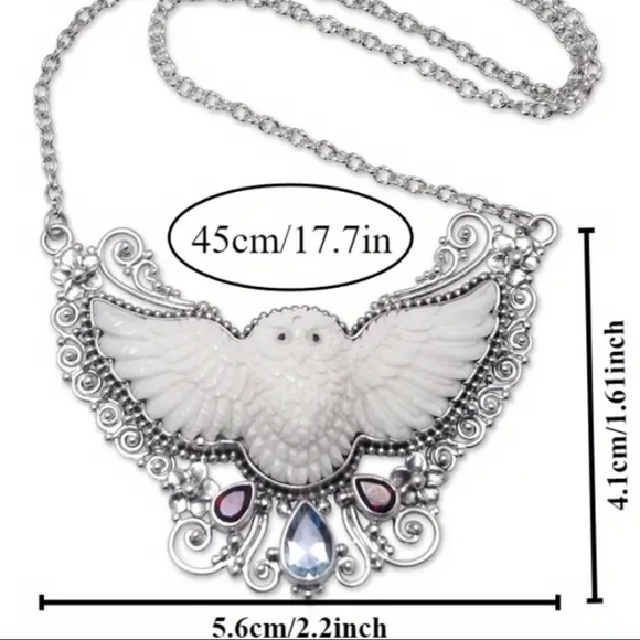 OWL Spirit of Wisdom Open Wing Silver Tone Statement Pendant & Necklace NEW - Picture 12 of 15